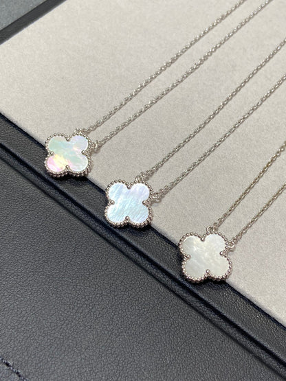 [Lucky Star]CLOVER MEDIUM SILVER WHITE MOP NECKLACE