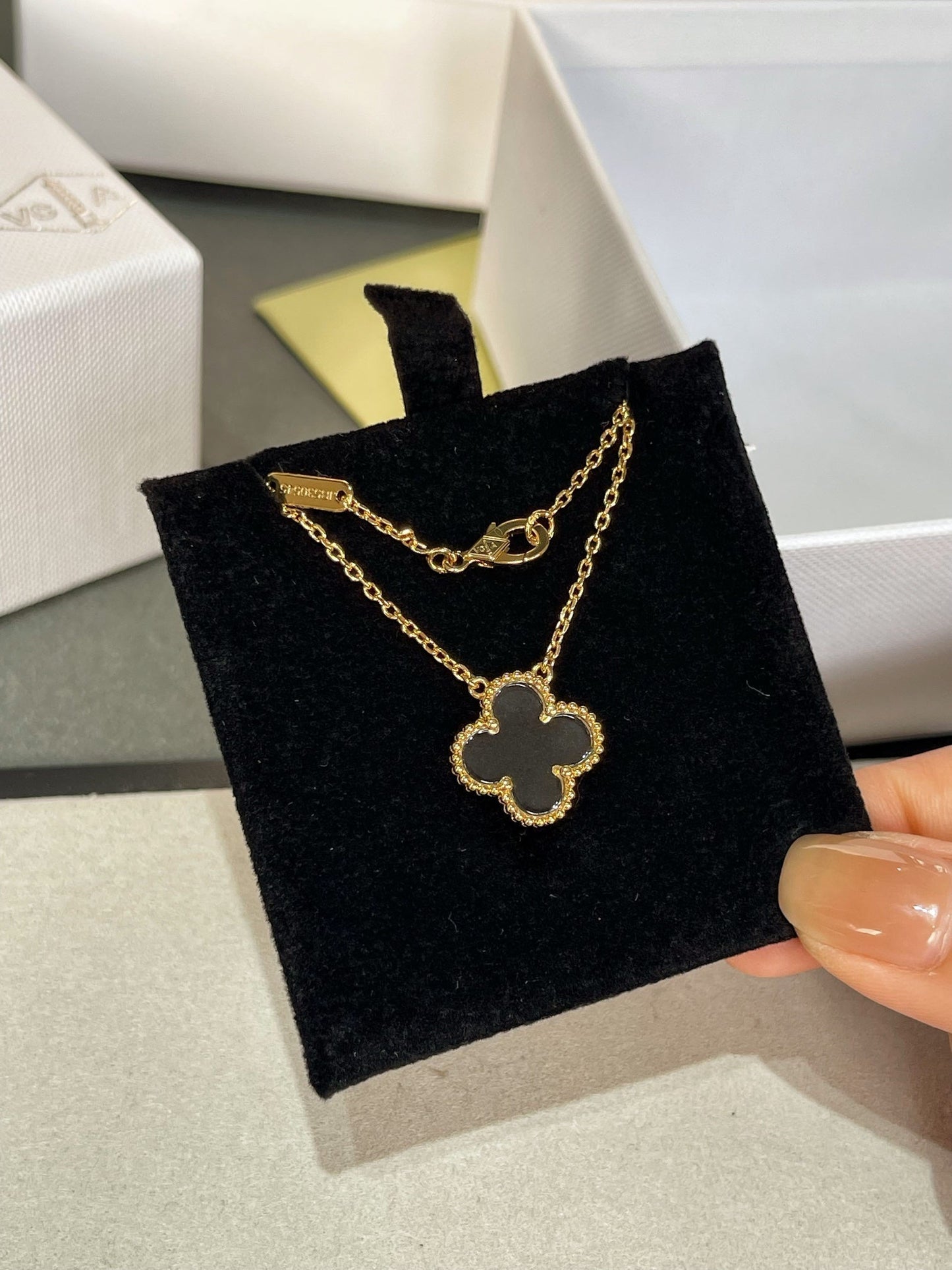 [Lucky Star]CLOVER ROCK CRYSTAL ROSE GOLD NECKLACE
