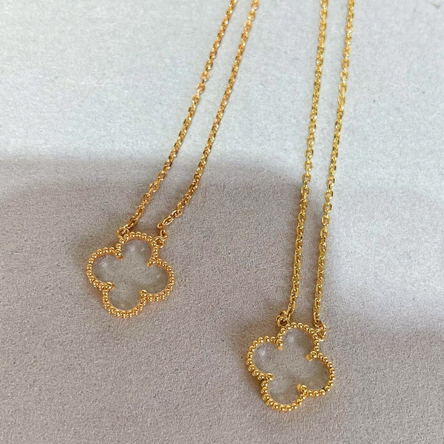 [Lucky Star]CLOVER ROCK CRYSTAL ROSE GOLD NECKLACE