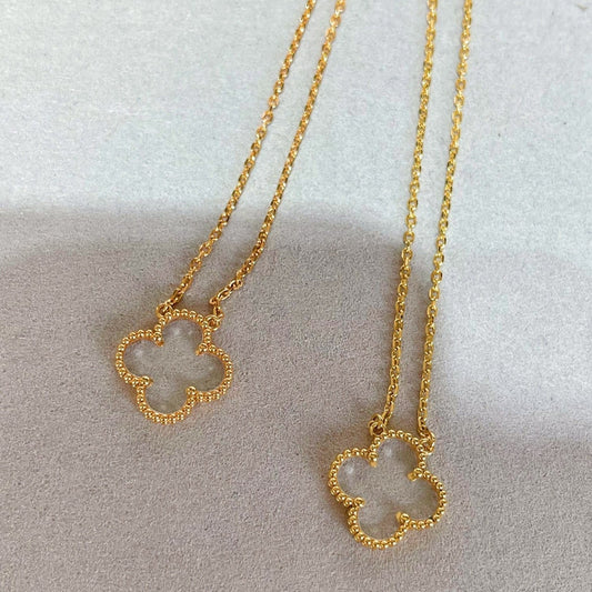 [Lucky Star]CLOVER ROCK CRYSTAL ROSE GOLD NECKLACE