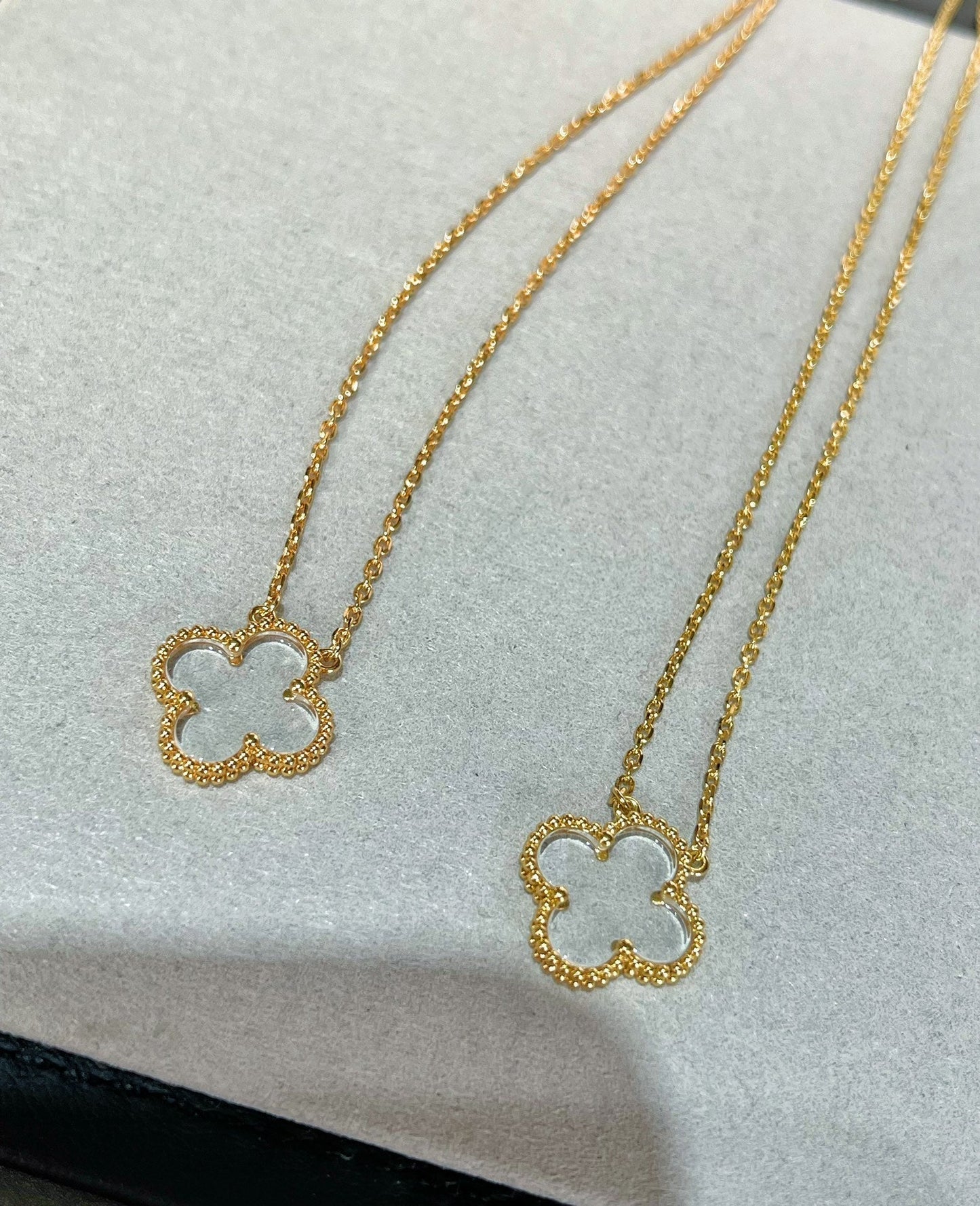 [Lucky Star]CLOVER ROCK CRYSTAL ROSE GOLD NECKLACE