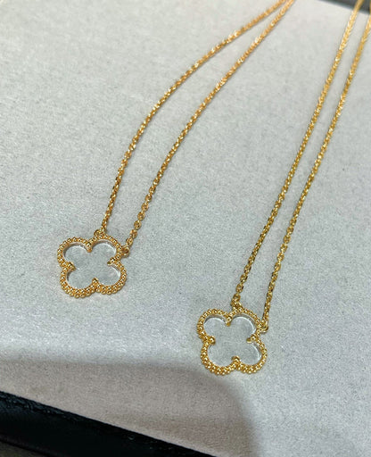 [Lucky Star]CLOVER ROCK CRYSTAL ROSE GOLD NECKLACE
