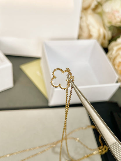[Lucky Star]CLOVER ROCK CRYSTAL ROSE GOLD NECKLACE