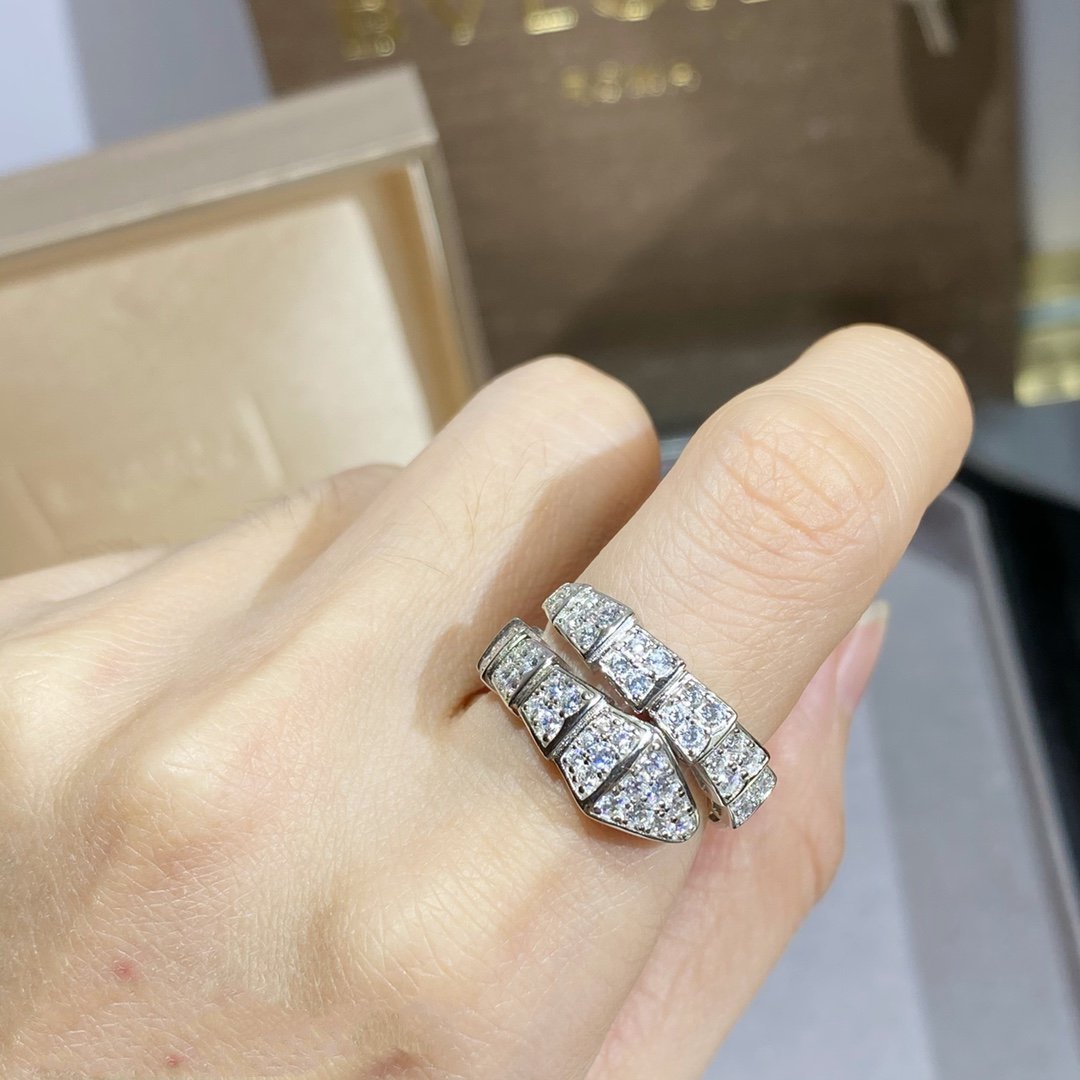 [Lucky Star]SERPENTI RING SILVER DIAMOND PAVED