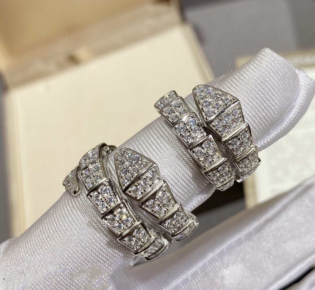 [Lucky Star]SERPENTI RING SILVER DIAMOND PAVED