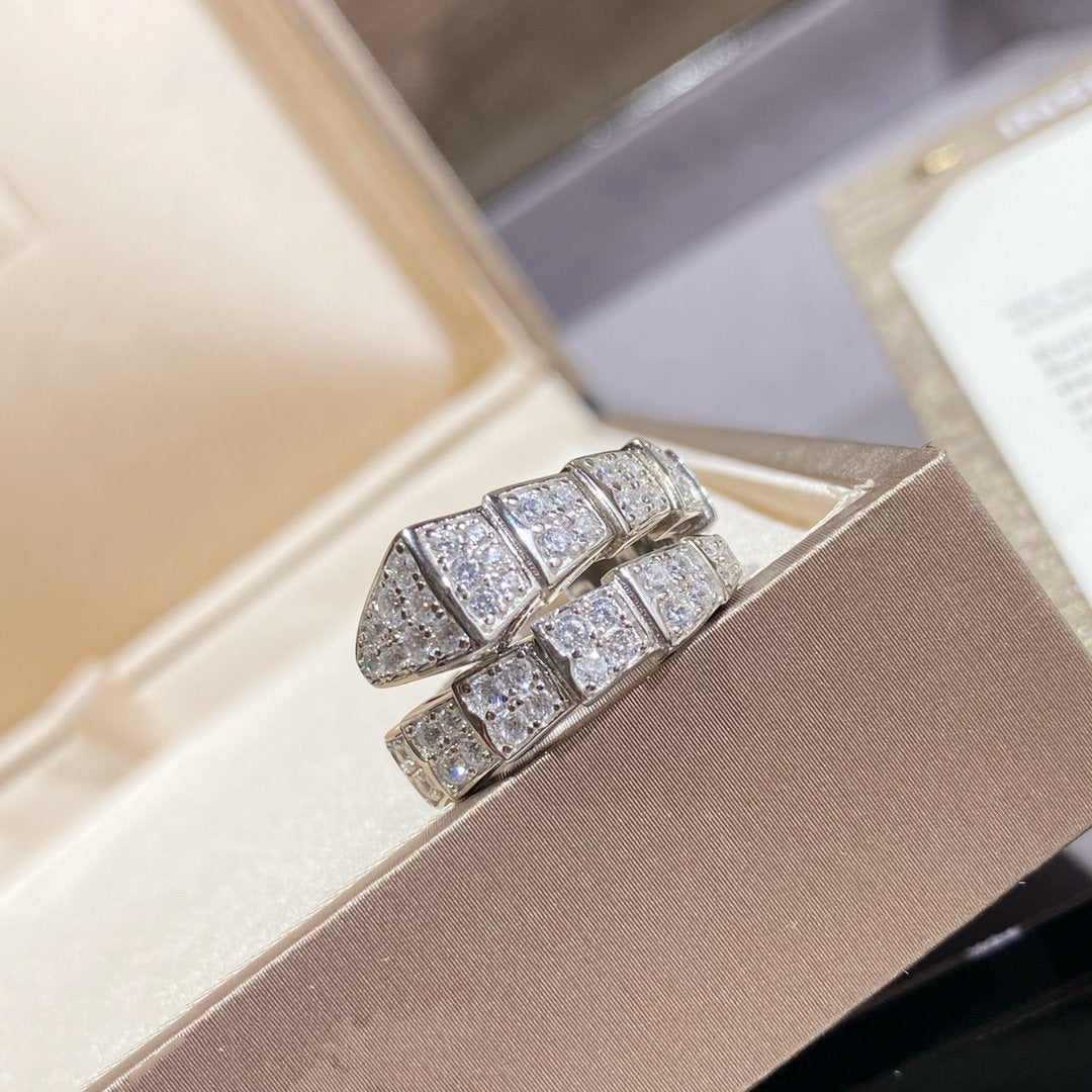 [Lucky Star]SERPENTI RING SILVER DIAMOND PAVED