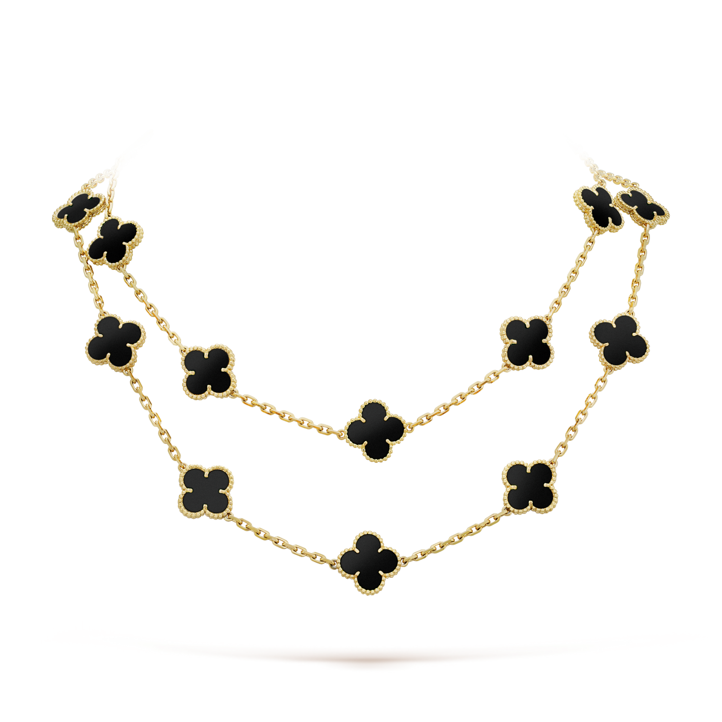 [Lucky Star]CLOVER 20 MOTIFS ONYX NECKLACE
