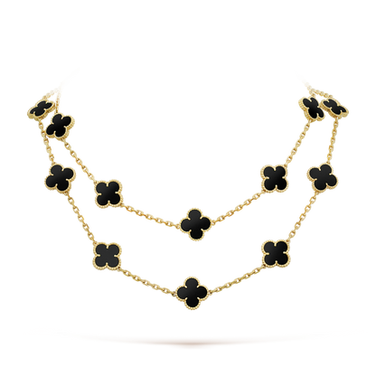[Lucky Star]CLOVER 20 MOTIFS ONYX NECKLACE
