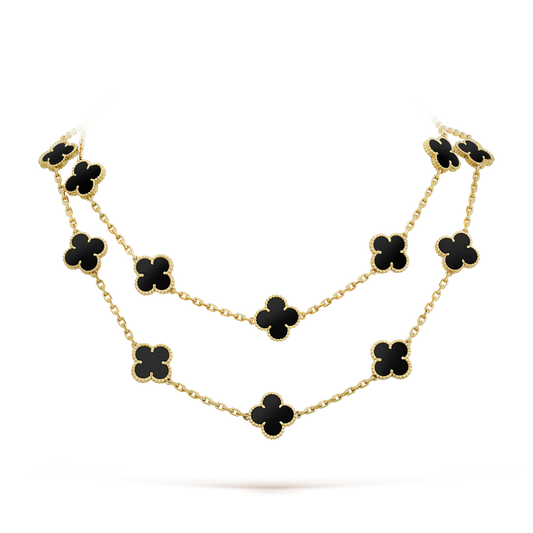 [Lucky Star]CLOVER 20 MOTIFS ONYX NECKLACE