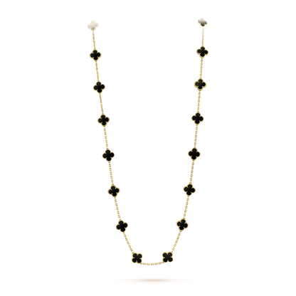 [Lucky Star]CLOVER 20 MOTIFS ONYX NECKLACE