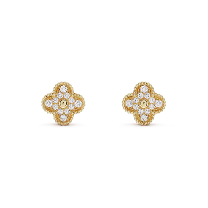 [Lucky Star]CLOVER MEDIUM 1 MOTIFS FUll DIAMOND EARRINGS