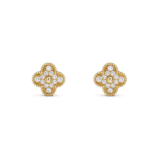 [Lucky Star]CLOVER MEDIUM 1 MOTIFS FUll DIAMOND EARRINGS