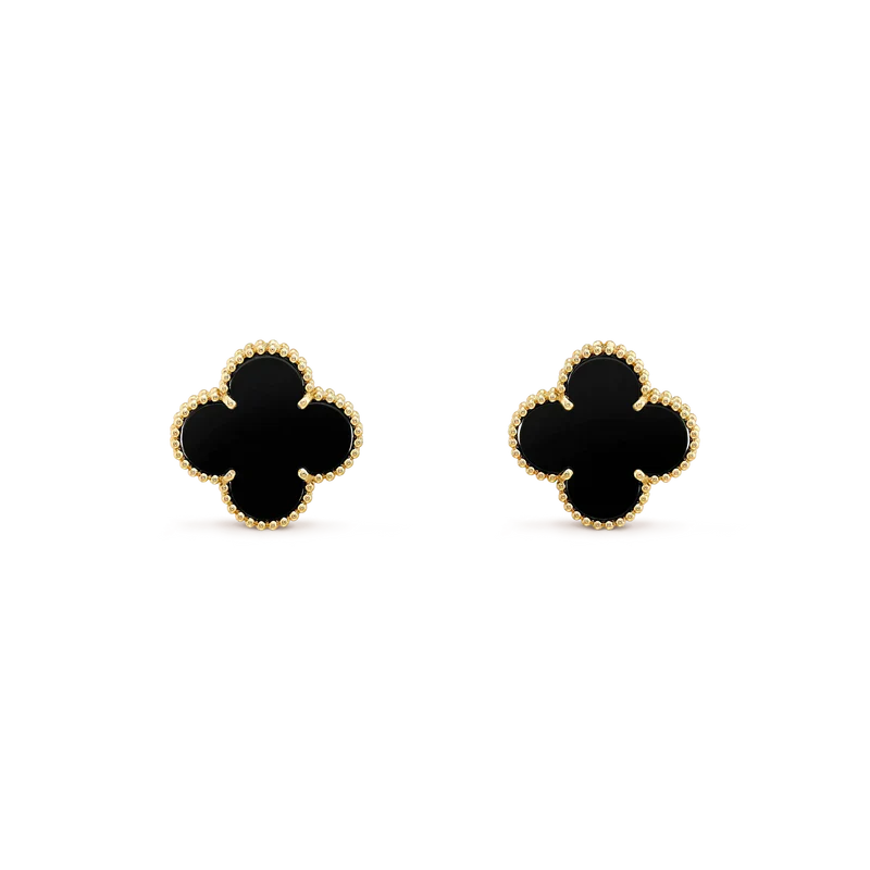 [Lucky Star]CLOVER MEDIUM 1 MOTIFS  ONYX STUD EARRINGS