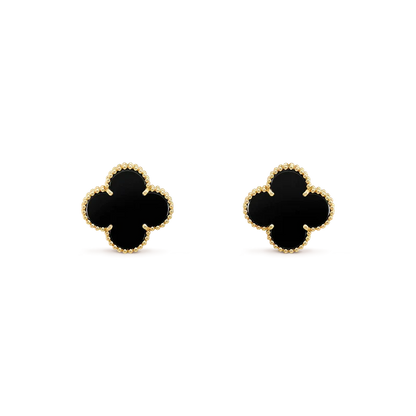 [Lucky Star]CLOVER MEDIUM 1 MOTIFS  ONYX STUD EARRINGS