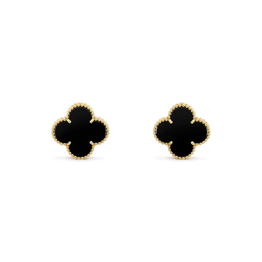 [Lucky Star]CLOVER MEDIUM 1 MOTIFS  ONYX STUD EARRINGS