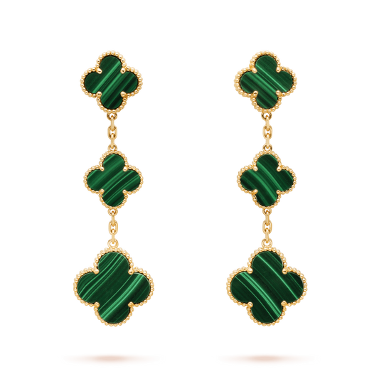 [Lucky Star]CLOVER MALACHITE 3 MOTIFS GOLD
