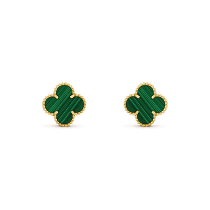 [Lucky Star]CLOVER MEDIUM 1 MOTIFS MALACHITE  EARRINGS