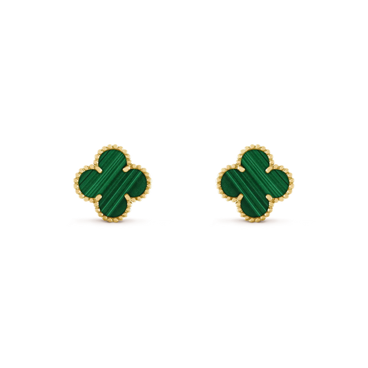 [Lucky Star]CLOVER MEDIUM 1 MOTIFS MALACHITE  EARRINGS