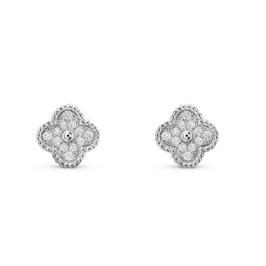 [Lucky Star]CLOVER MINI DIAMOND STUD EARRINGS