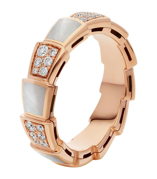 [Lucky Star]SERPENTI RING PINK GOLD MOP DIAMOND PAVED 4MM