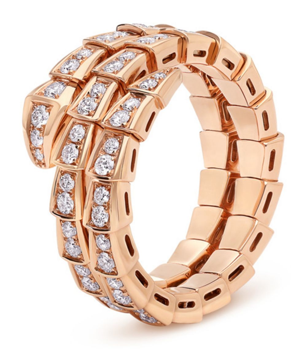 [Lucky Star]SERPENTI RING PINK GOLD DIAMOND DOUBLE ROW