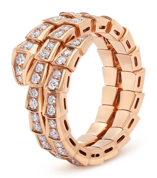 [Lucky Star]SERPENTI RING PINK GOLD DIAMOND DOUBLE ROW
