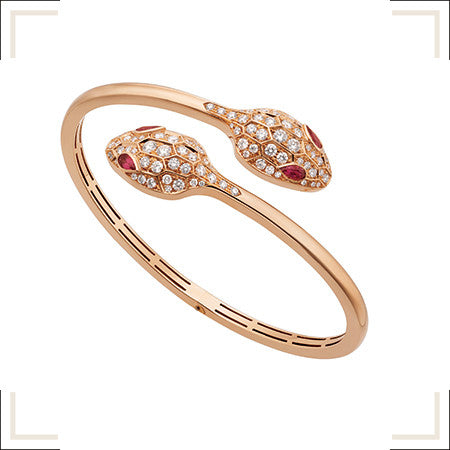 [Lucky Star]SERPENTI BRACELET PINK GOLD DIAMOND DOUBLE SNAKE