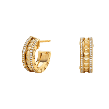 [Lucky Star]ZERO 1 ROCK GOLD EARRINGS WITH STUDDED SPIRAL AND PAVED DIAMONDS