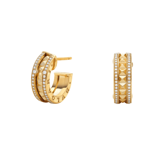 [Lucky Star]ZERO 1 ROCK GOLD EARRINGS WITH STUDDED SPIRAL AND PAVED DIAMONDS