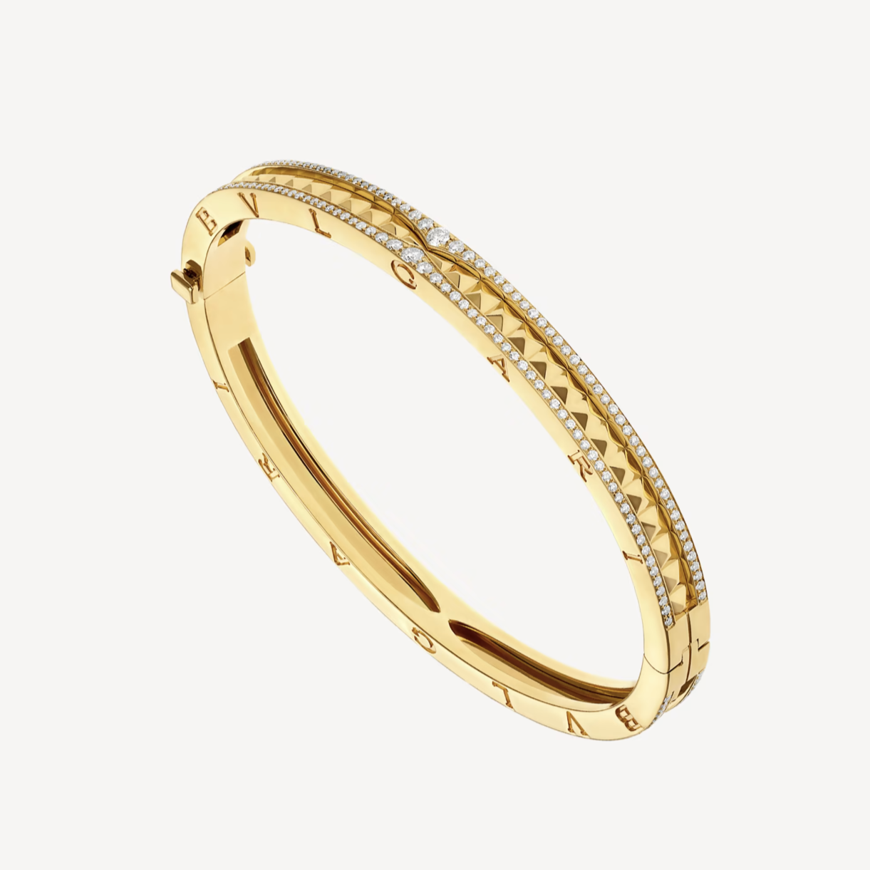 [Lucky Star]ZERO 1 SPIRAL AND PAVED DIAMOND GOLD BRACELET