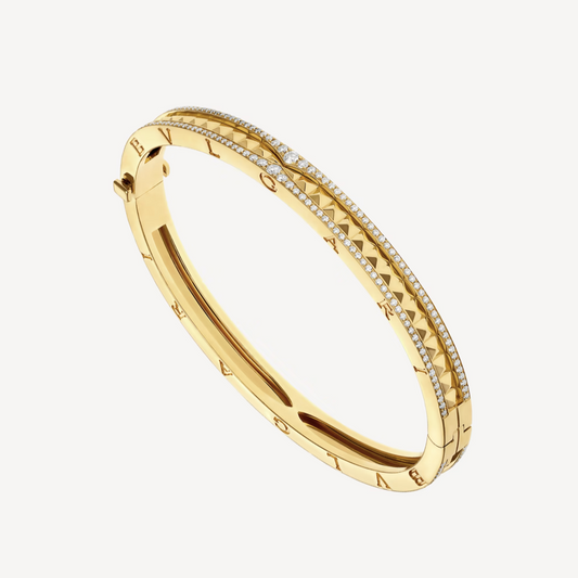 [Lucky Star]ZERO 1 SPIRAL AND PAVED DIAMOND GOLD BRACELET