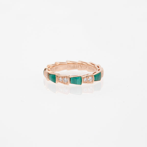 [Lucky Star]SERPENTI RING PINK GOLD MALACHITE DIAMOND 3MM