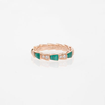 [Lucky Star]SERPENTI RING PINK GOLD MALACHITE DIAMOND 3MM