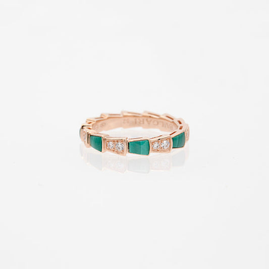 [Lucky Star]SERPENTI RING PINK GOLD MALACHITE DIAMOND 3MM