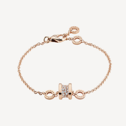 [Lucky Star]ZERO 1 SOFT PINK GOLD WITH PAVED DIAMONDS ON THE SPIRAL BRACELET