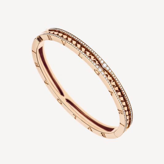 [Lucky Star]ZERO 1 SPIRAL AND PAVED DIAMOND PINK GOLD BRACELET