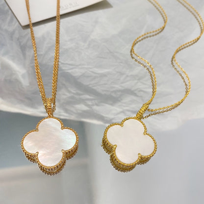 [Lucky Star]CLOVER 25MM MOP LARGE PENDANT NECKLACE