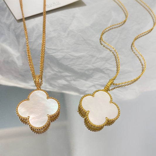 [Lucky Star]CLOVER 25MM MOP LARGE PENDANT NECKLACE