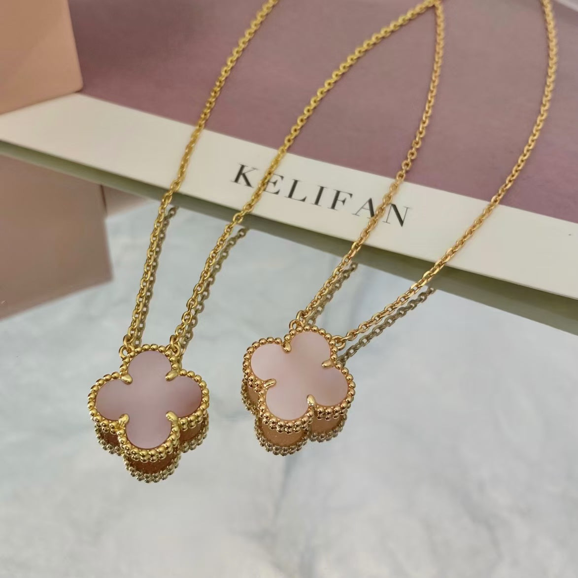 [Lucky Star]CLOVER 15MM PINK MOTHER-OF-PEARL NECKLACE