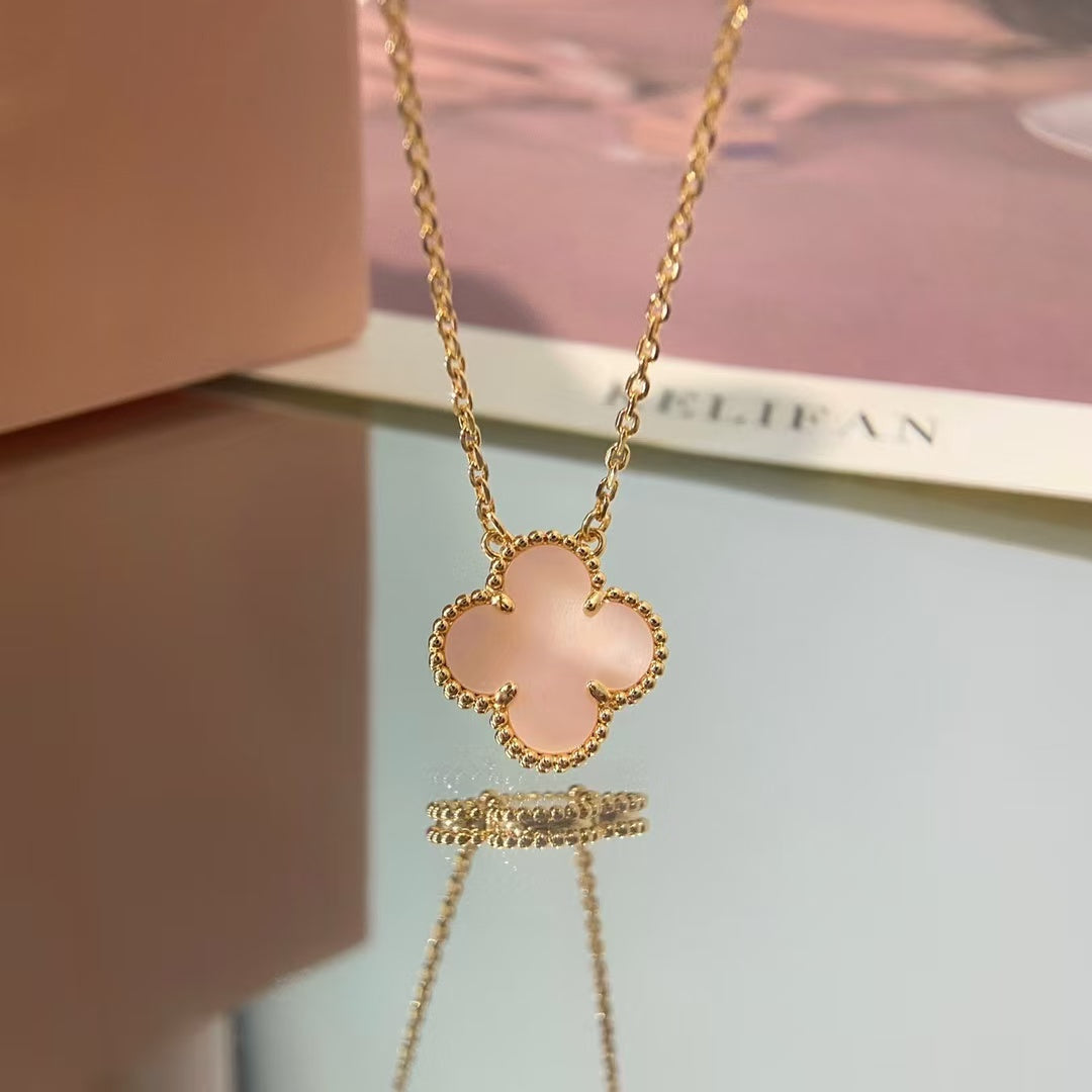 [Lucky Star]CLOVER 15MM PINK MOTHER-OF-PEARL NECKLACE