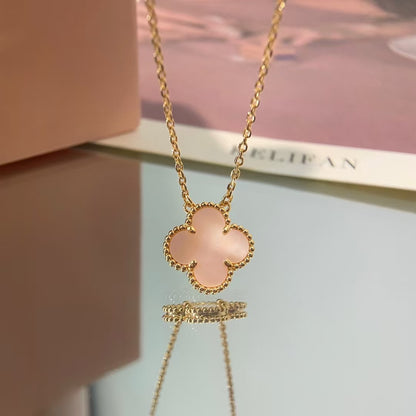 [Lucky Star]CLOVER 15MM PINK MOTHER-OF-PEARL NECKLACE