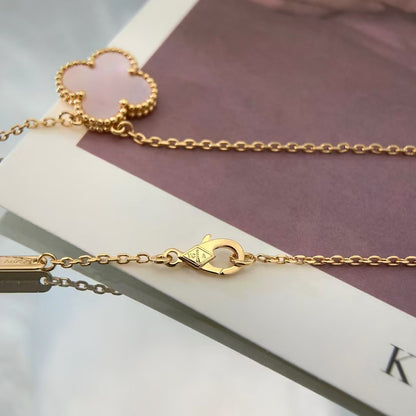[Lucky Star]CLOVER 15MM PINK MOTHER-OF-PEARL NECKLACE