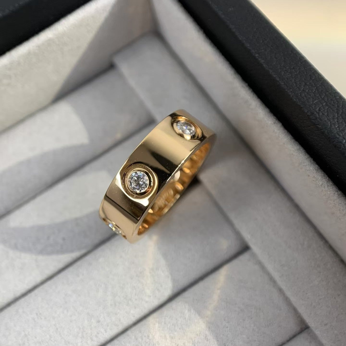 [Lucky Star]LOVE RING 5.5MM 6 DIAMONDS PINK GOLD