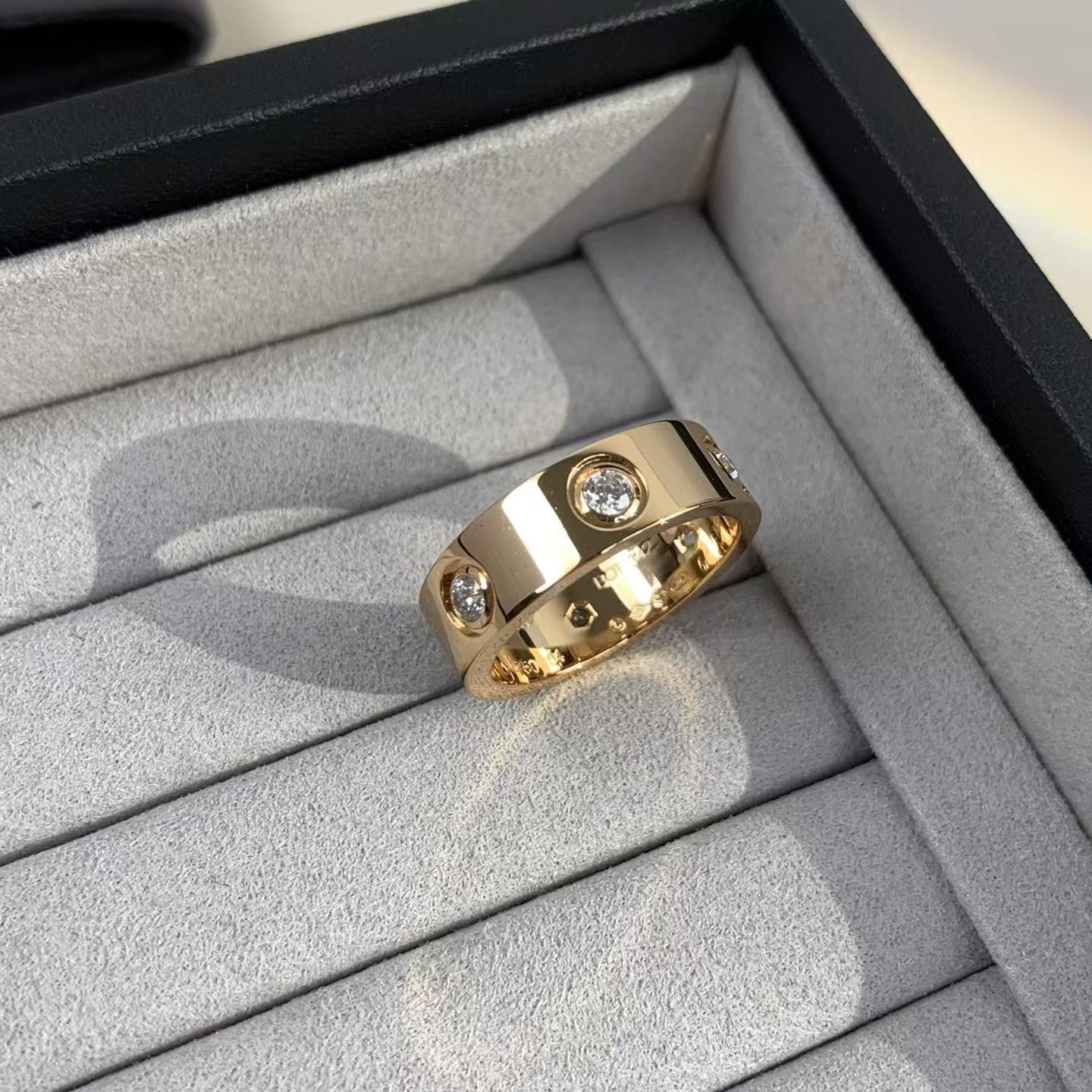 [Lucky Star]LOVE RING 5.5MM 6 DIAMONDS PINK GOLD