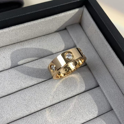 [Lucky Star]LOVE RING 5.5MM 6 DIAMONDS PINK GOLD