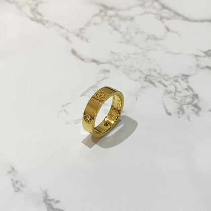 [Lucky Star]LOVE RING 5.5MM 3 DIAMONDS GOLD