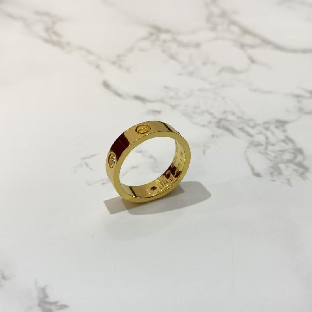 [Lucky Star]LOVE RING 5.5MM 3 DIAMONDS GOLD