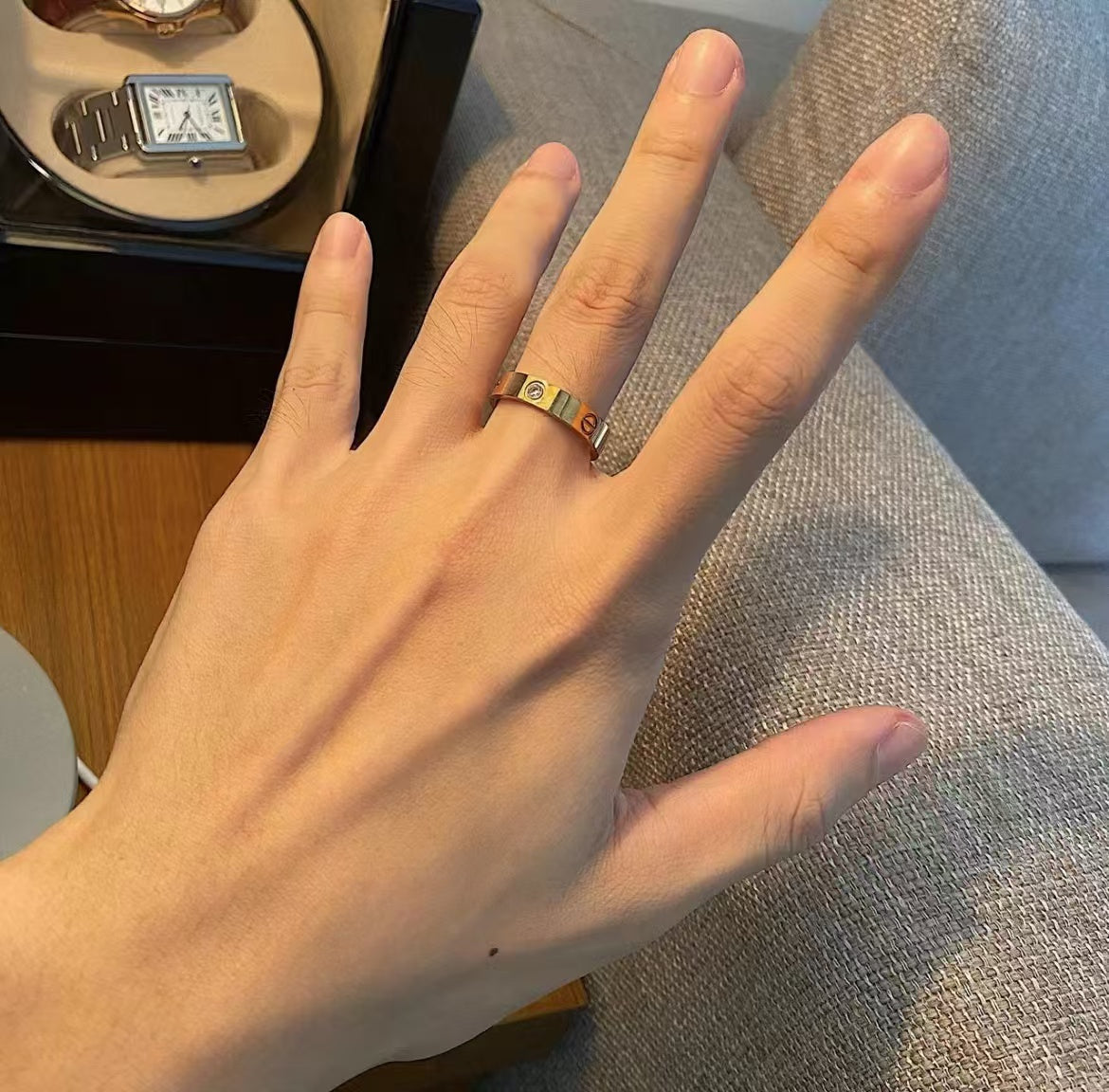 [Lucky Star]LOVE RING 5.5MM 3 DIAMONDS GOLD