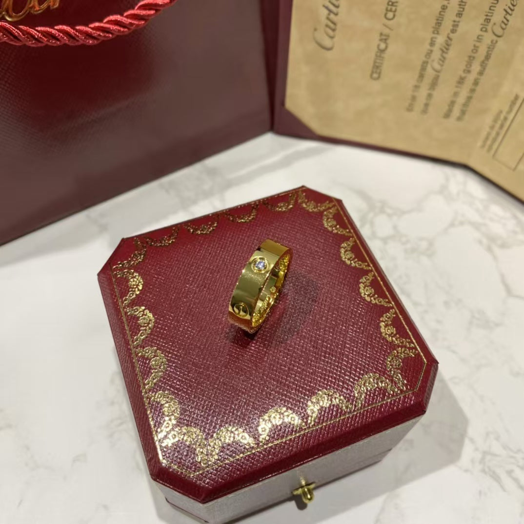 [Lucky Star]LOVE RING 5.5MM 3 DIAMONDS GOLD