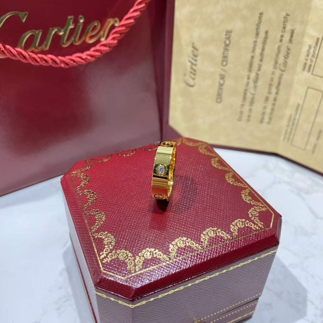 [Lucky Star]LOVE RING 5.5MM 3 DIAMONDS GOLD